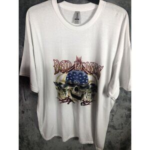 Men’s T-Shirt Bad To The Bone Skull Shirt Size Adult 2X Large White